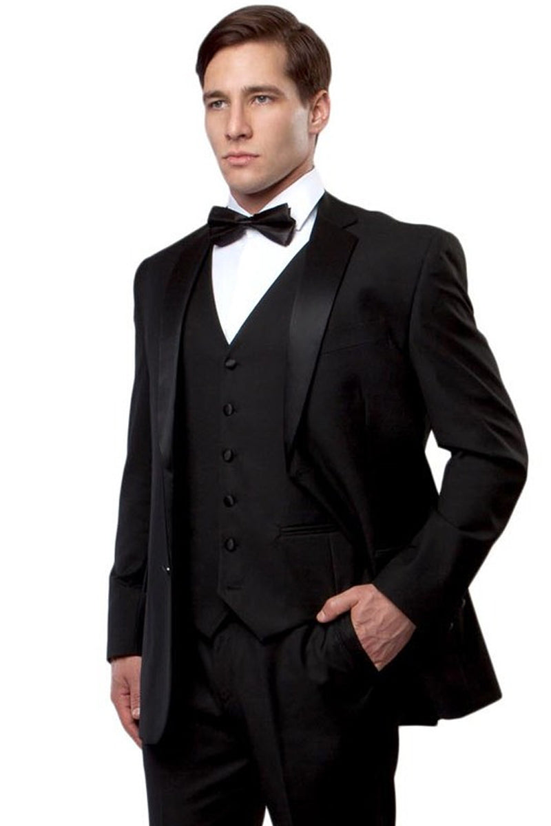 Men's Slim Fit Black Tuxedo with Vest