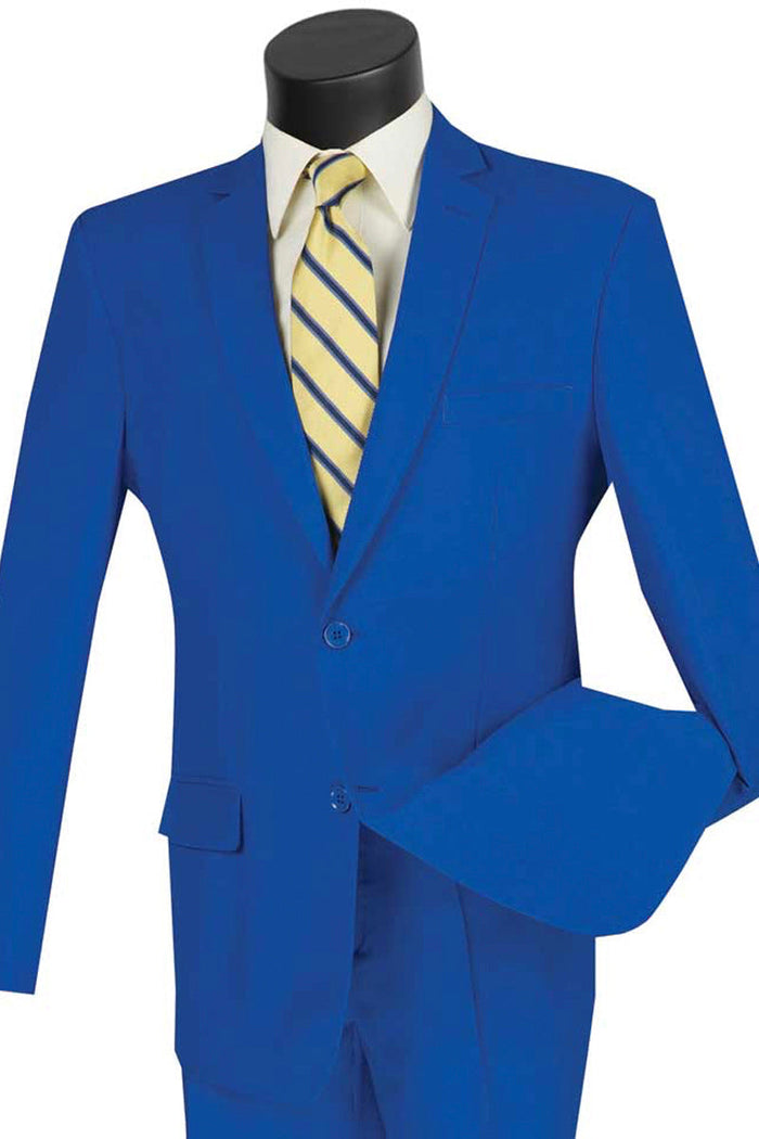 Men's Plaid Peak Lapel 2-Button Modern Fit Suit - Tan by Vinci