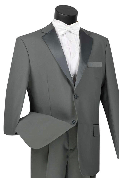 Mens 2 Buttton Slim Contrast Peak Lapel Tuxedo in Burgundy by Vinci