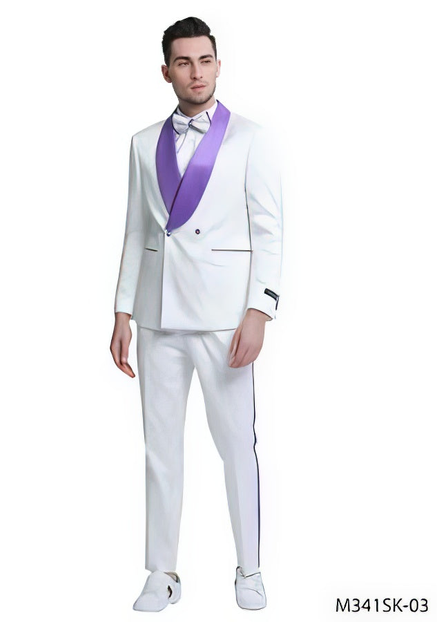 White and White Tuxedo Suit - Prom Suit - Prom Wedding Suit by Men'sUSA