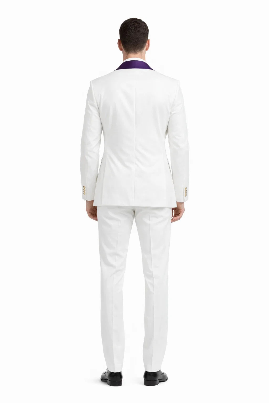 Wedding Tuxedo - Groom Suit - White And Purple Prom Suit