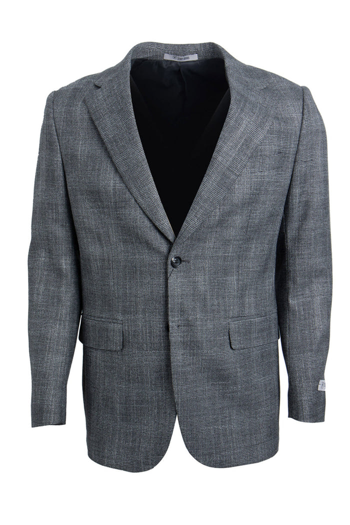 Grey Plaid Men's Blazer by Stacy Adams with Two-Button Style