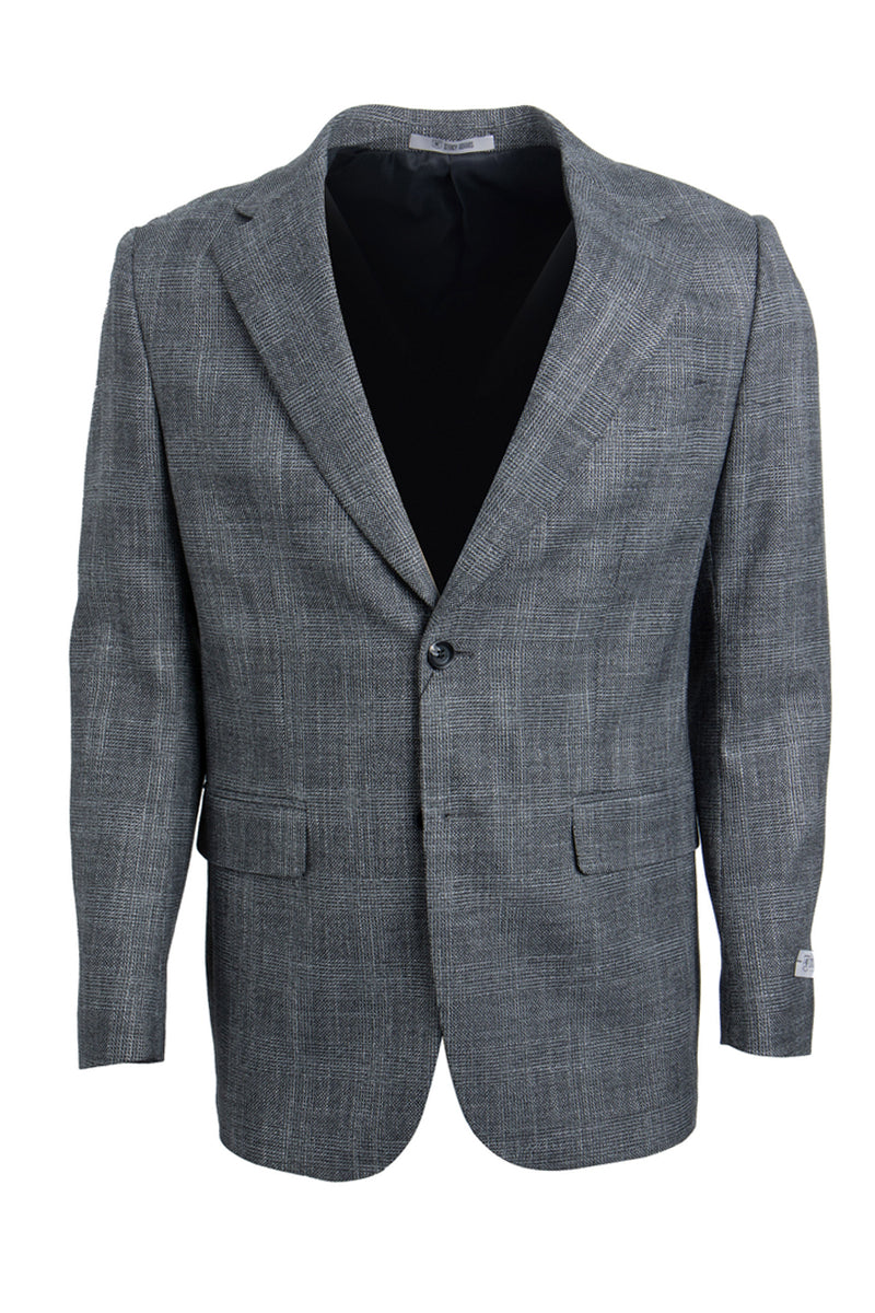 Grey Plaid Men's Blazer by Stacy Adams with Two-Button Style