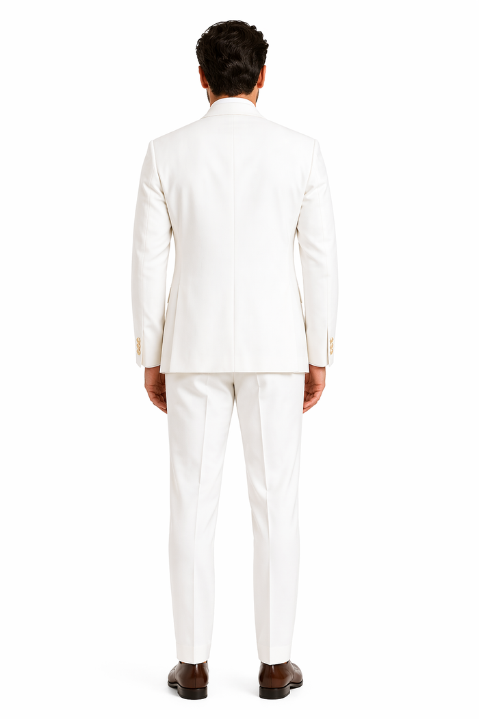 White, Six Button Double Breasted Suits Blazer Jacket Coat