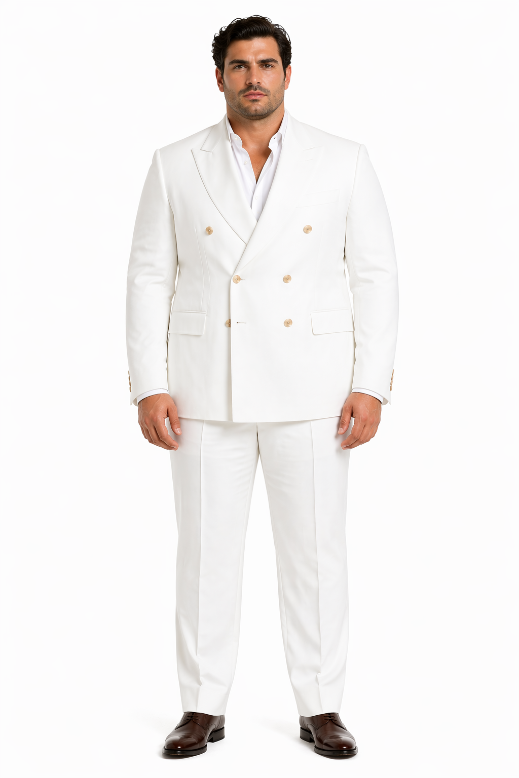 White, Six Button Double Breasted Suits Blazer Jacket Coat