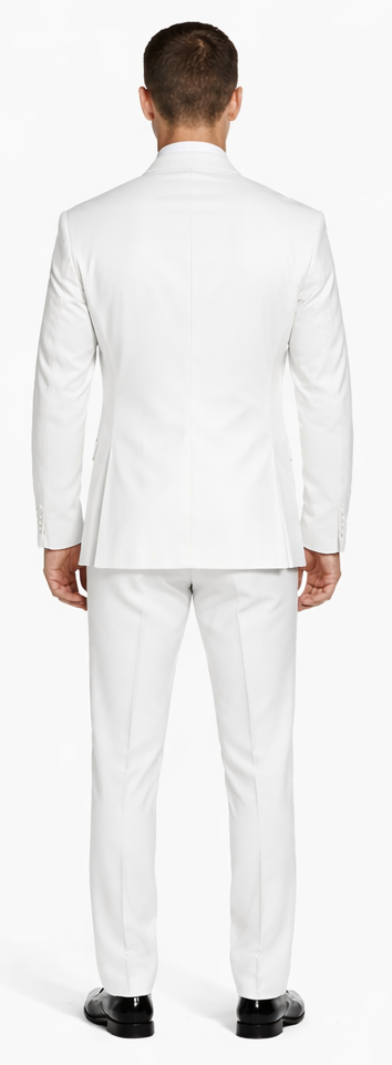 White Slim Fit Tuxedo with Black Shawl Lapel – Wedding & Prom