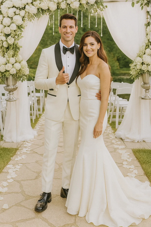 White Slim Fit Tuxedo with Large Shawl Lapel – 3 Piece Wedding & Prom Set