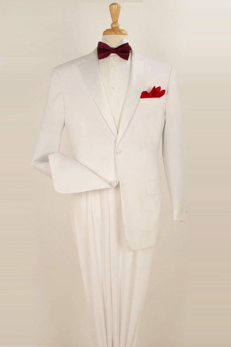 White Tuxedo Pant Classic Fit | Royal Diamond Men's 42R | 2 Button & Pleated - USA Men's Outlet – SuitUSA
