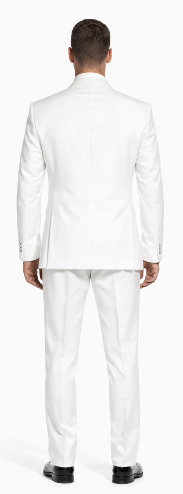 White Tuxedo with Black Peak Lapel Slim Fit - Wedding - Prom