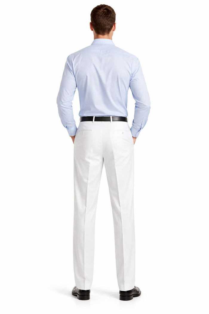 White Wide Leg Dress Pants Pleated baggy dress trousers unhemmed unfinished bottom - Cheap Priced Dress Slacks For Men On Sale