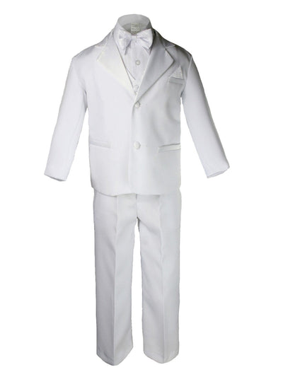 Boys 5 Piece White Tuxedo Set Sizes 2T-16