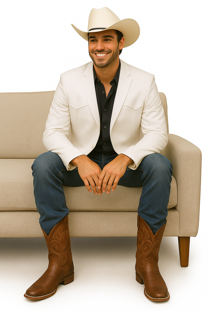 Saco Vaquero Western Blazer - Saco Para Hombre - Mens Double Button Western White Blazer