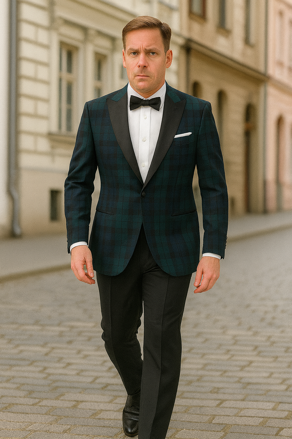 Big and Tall Plait Sport Coat - Windowpane Checkered Scottish English Pattern Party Blazers in Color Green and Blue Tartan