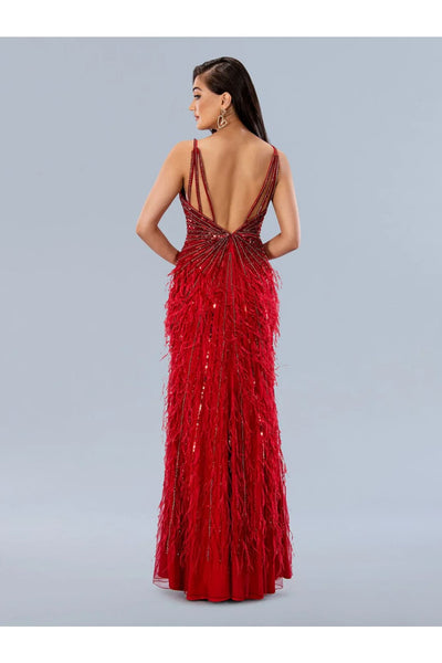 Wine Prom Dress Feather Formal Evening Gown Stella Couture 24206