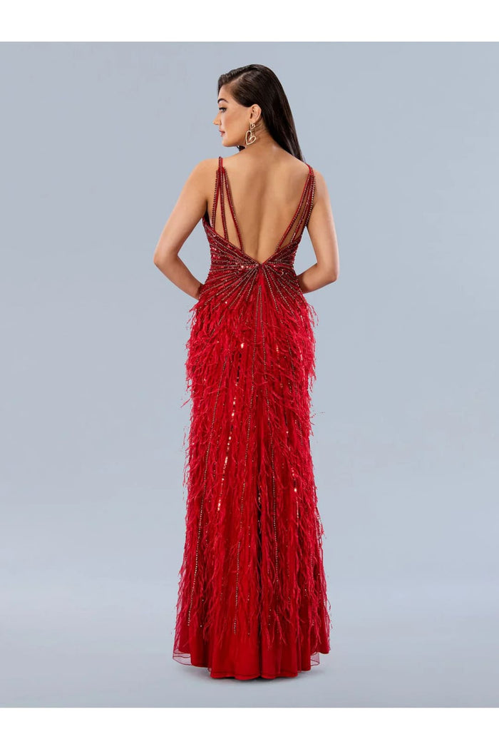 Wine Prom Dress Feather Formal Evening Gown Stella Couture 24206