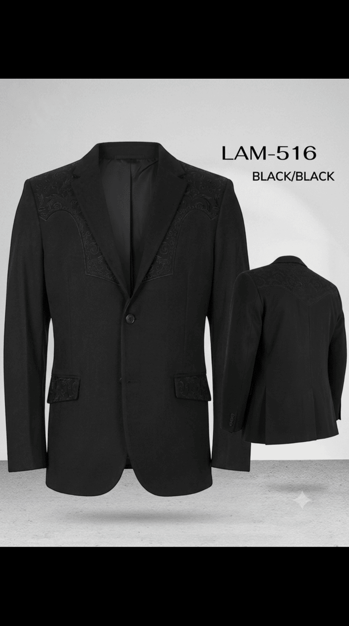 Men's Suede Cowboy Blazer Ultra Slim Fit LAM-516 in Color Black