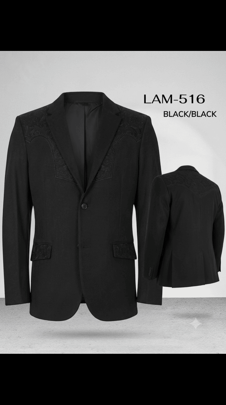 Men's Suede Cowboy Blazer Ultra Slim Fit LAM-516 in Color Black