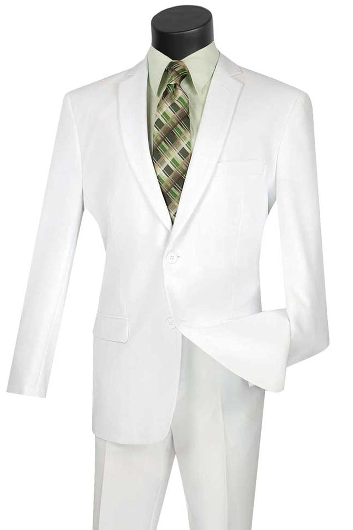White Slim Fit Poplin Men's Suit 2 Button - CLOSE OUT 42R by Vinciin