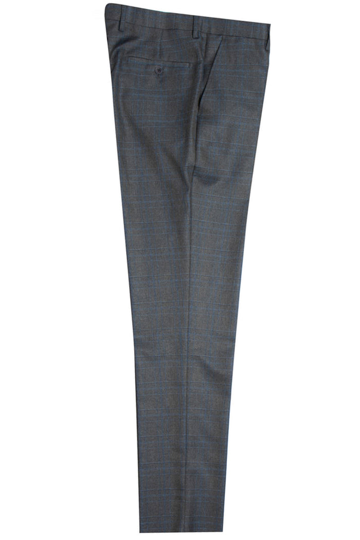 Men's Charcoal Grey Stacy Adams Windowpane Double Breasted Suit