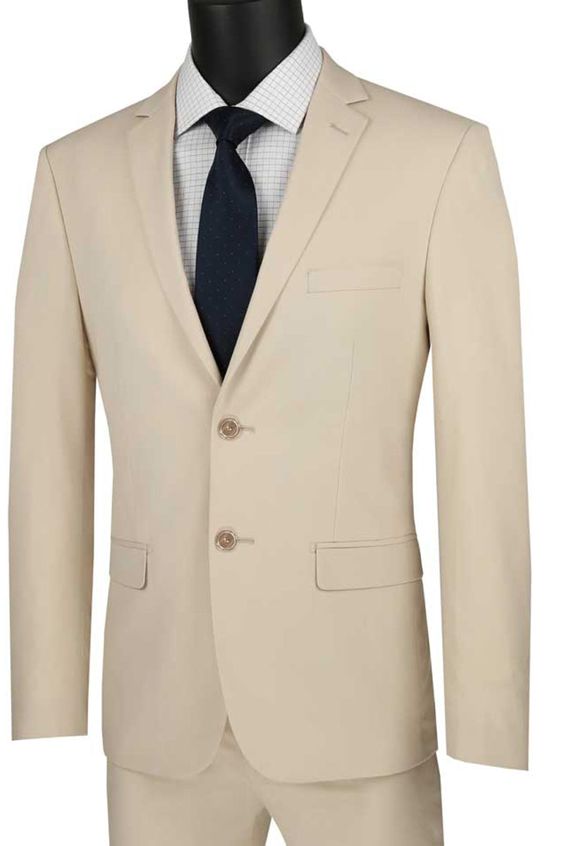 Mens Ultra Slim Fit Stretch Suit in Tan for Sharp Style