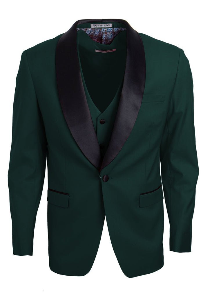 Men's Hunter Green Refined One-Button Shawl Lapel Tuxedo by Stacy Adams