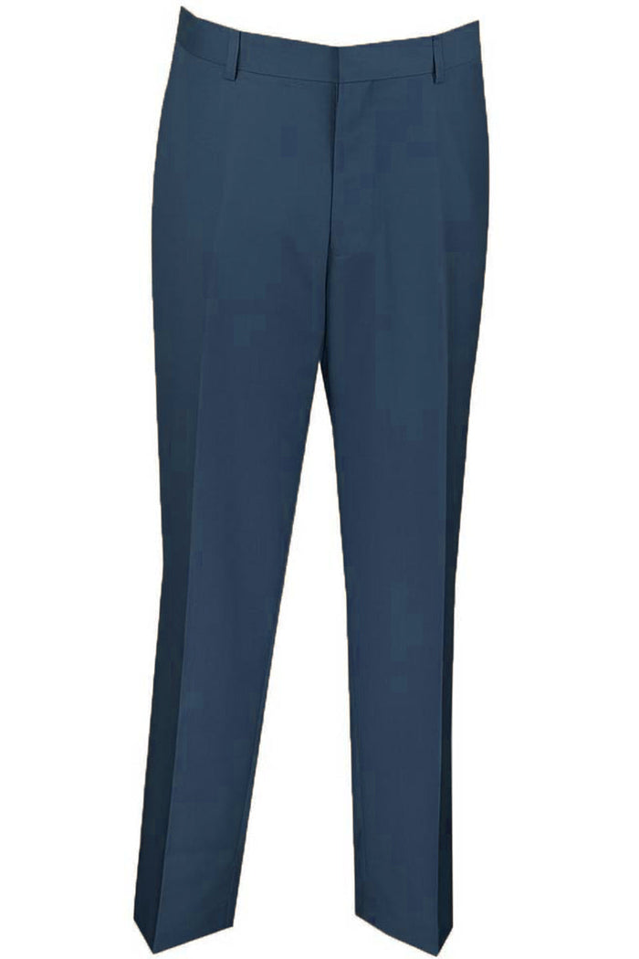 Mens Slim Fit Wool Feel Flat Front Dress Slacks in Black by Vinci