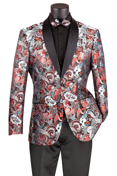 Men's Burgundy Paisley Tuxedo Jacket from Vinci Suits