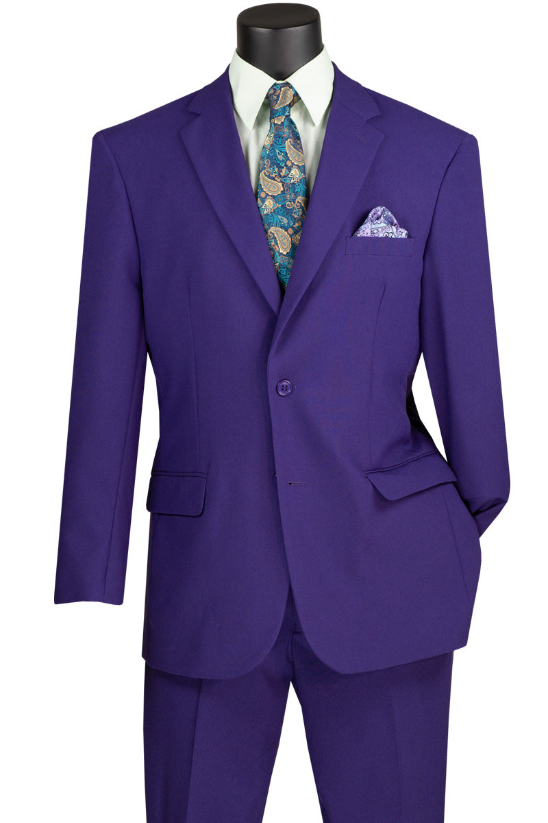 Men's 2 Button Classic Poplin Suit in Purple