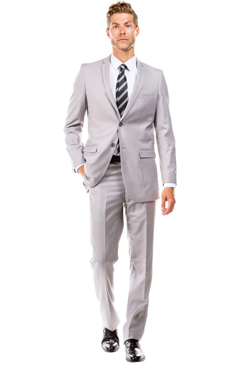 Men's Light Grey Slim Fit Wedding Suit from Tazio Suits