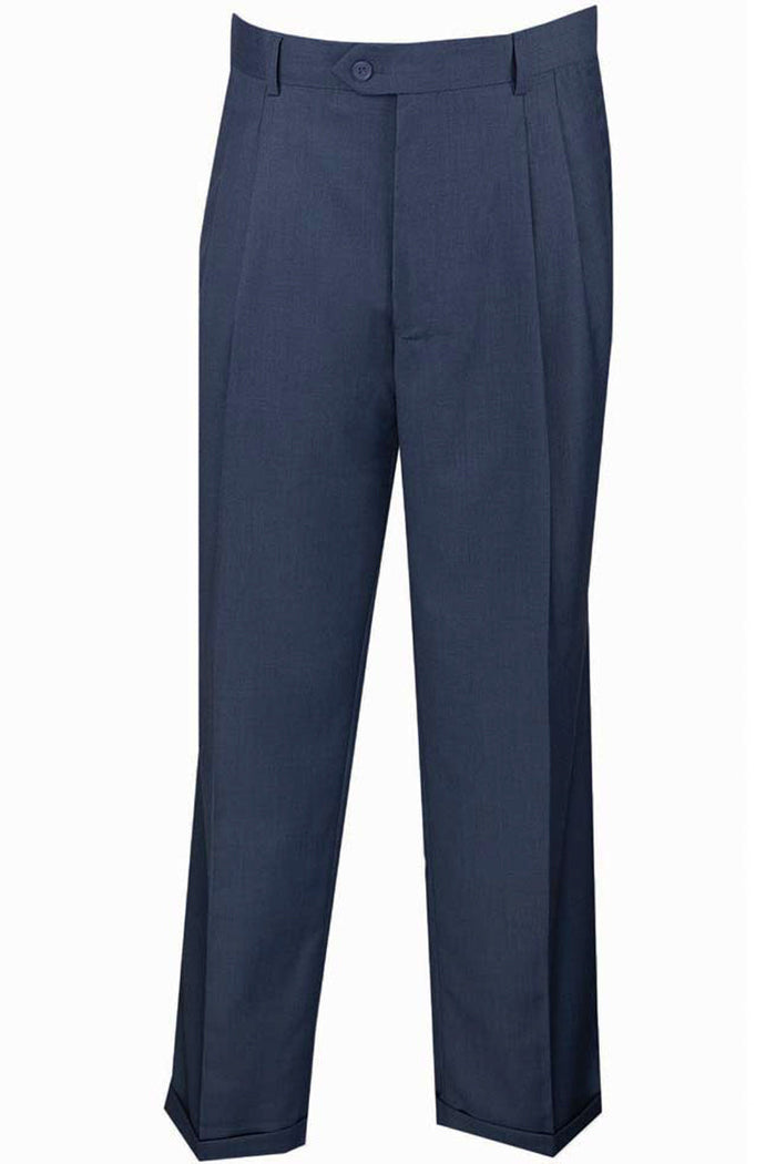 Mens Classic Fit Single Pleat Dress Slacks in Charcoal by Vinci