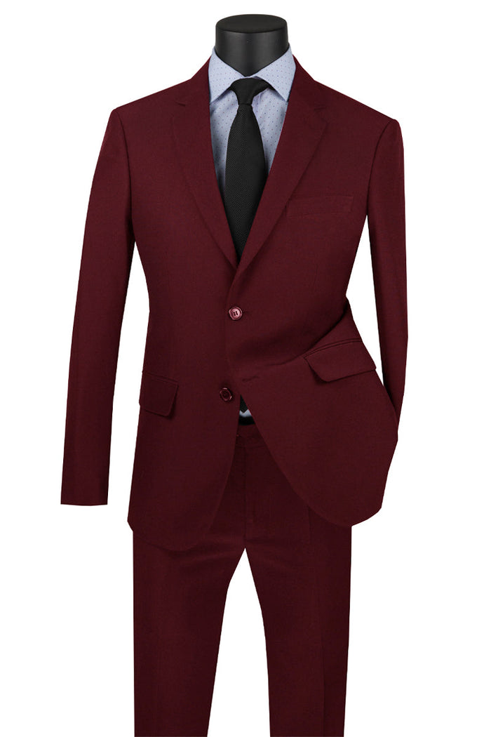Mens Basic 2 Button Classic Fit Poplin Suit in Black by Vinci