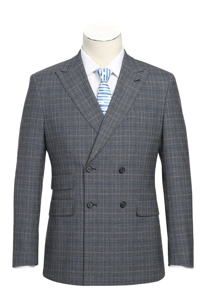 Statement Men's Outlet 3 Piece 100% Wool Suit - Light Plaid
