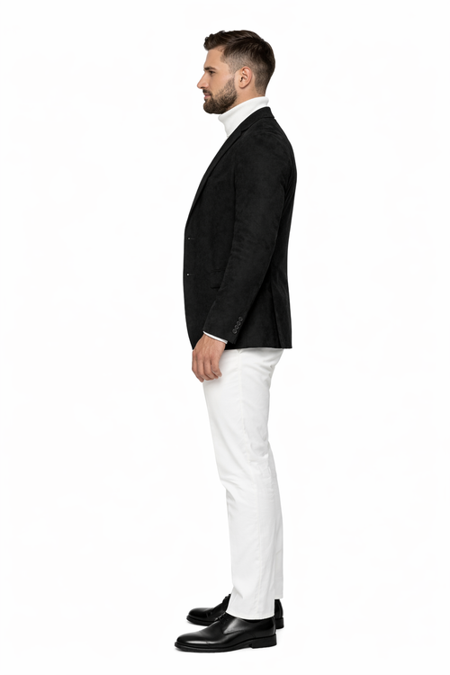 Zacchi Men’s Black Micro Suede Sport Coat – Modern Fit