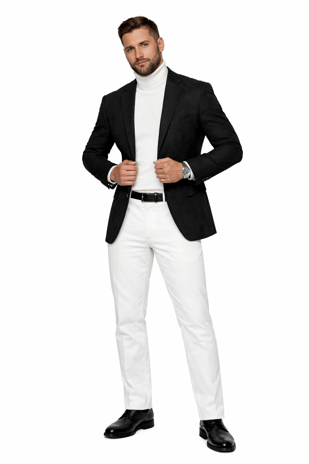 Zacchi Men’s Black Micro Suede Sport Coat – Modern Fit
