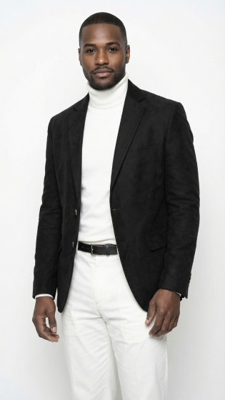 Zacchi Men’s Black Micro Suede Sport Coat – Modern Fit