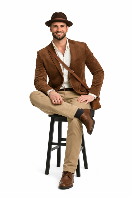 Zacchi Men’s Cognac Micro Suede Sport Coat