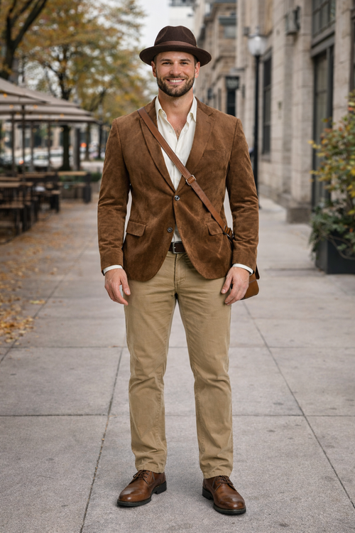 Zacchi Men’s Cognac Micro Suede Sport Coat