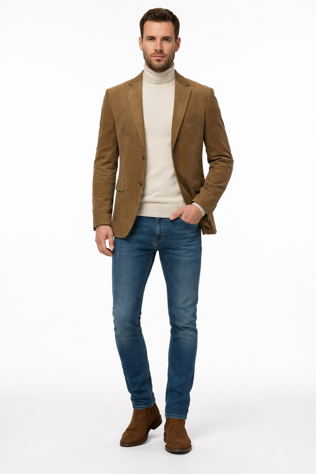 Zacchi Men’s Tan Micro Suede Fashion Sport Coat – SuitUSA