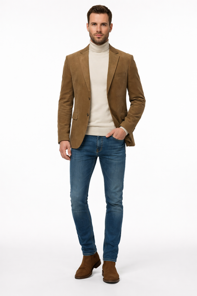 Zacchi Men’s Tan Micro Suede Fashion Sport Coat