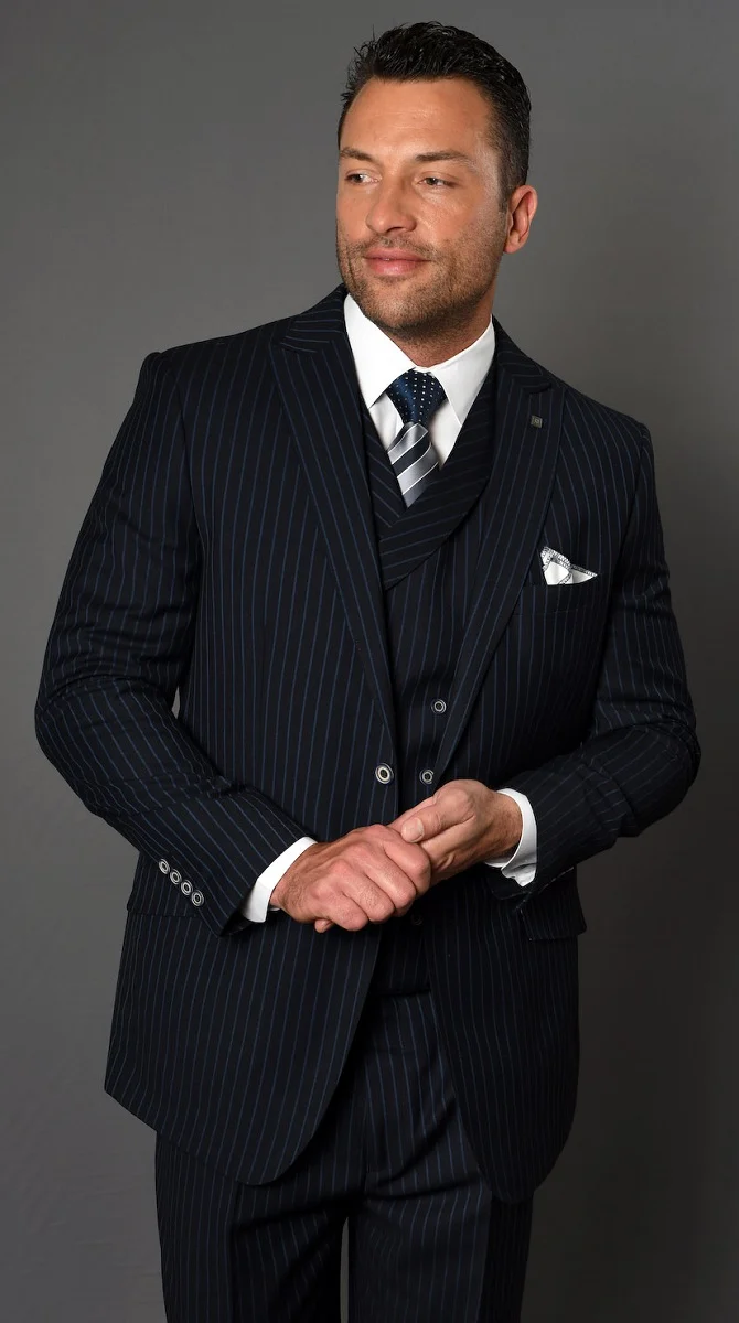 Men’s Black and Grey Statement Suit – Modern Formal Designer Suit