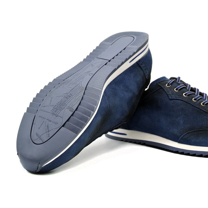 Zelli Costa Suede and Crocodile Brogue Sneakers in Navy