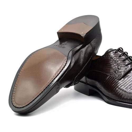 Zelli Giovanni Genuine Lizard Cap Toe Brogue Dress Shoes in Brown