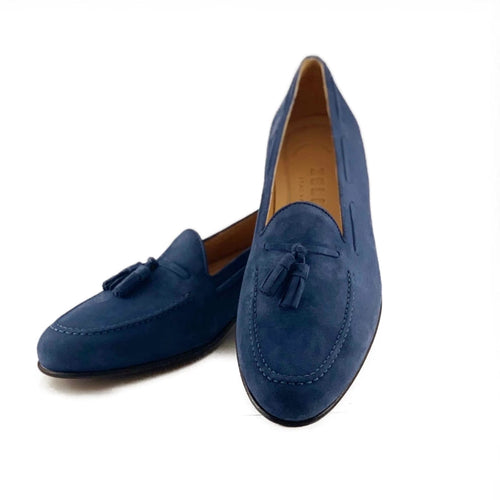 Zelli Naples Suede Tassel Loafers in Blue | A Versatile Italian Style