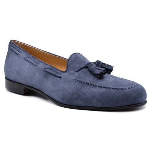 Zelli Naples Suede Tassel Loafers in Blue | A Versatile Italian Style