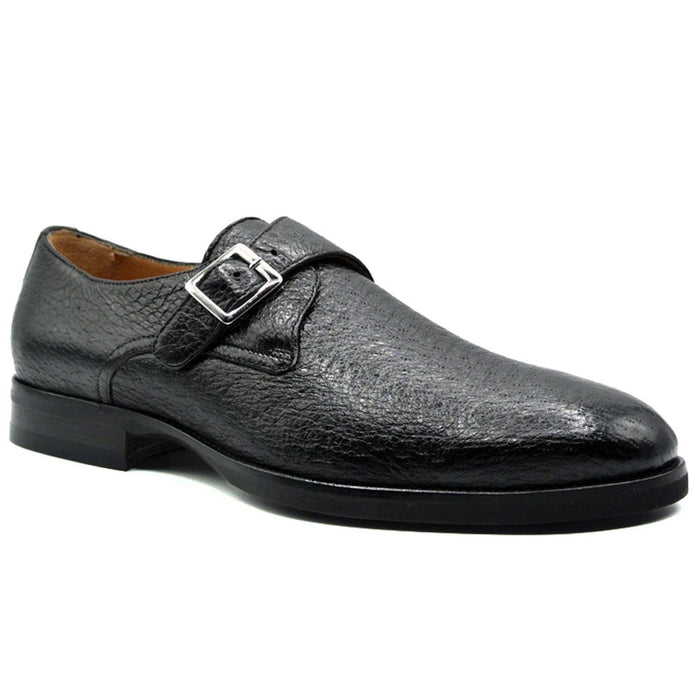 Zelli Roman Genuine Peccary Monk Strap Dress Shoes in Black