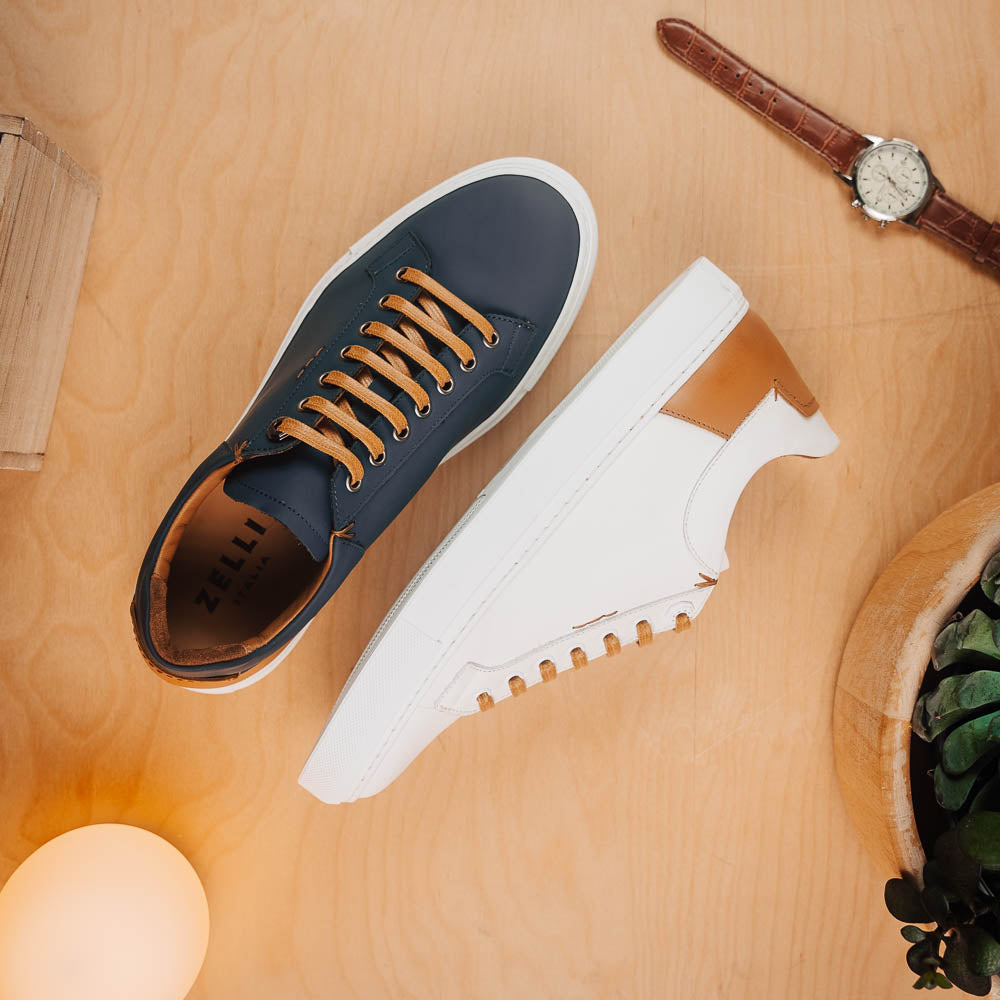 Zelli Diaz Minimalist Rubberized Calfskin Sneaker in Matte White