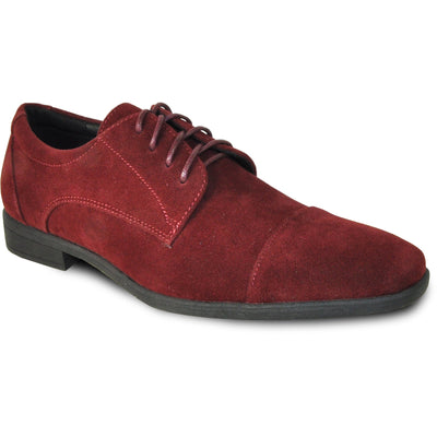 "Burgundy Men's Formal Suede Cap Toe Dress Shoe for Wedding & Prom"