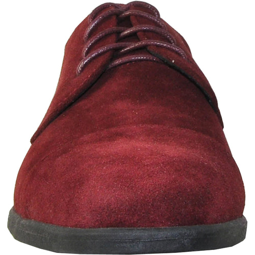 "Burgundy Men's Formal Suede Cap Toe Dress Shoe for Wedding & Prom"