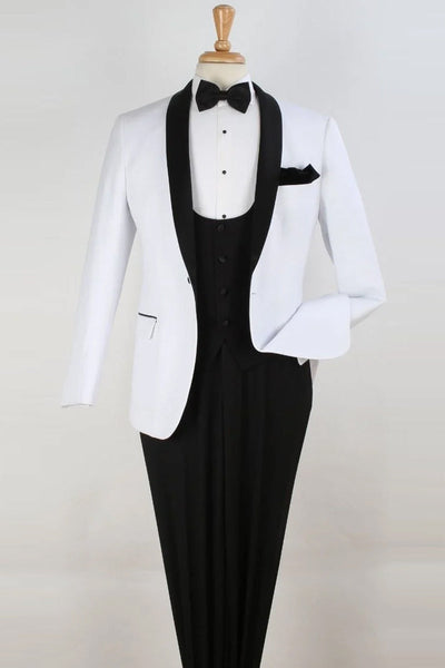 "Regal Diamond White Tuxedo: The Epitome of Prom and Bridal Elegance"