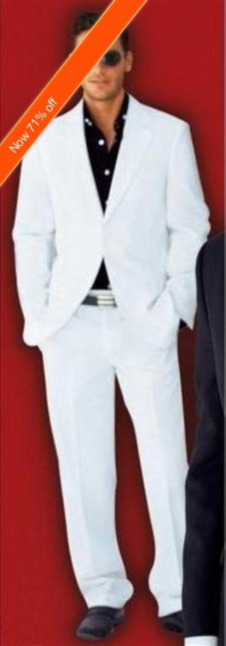 Suit 2-Button White Suit ( Jacket and Pants)  For Men + Liquid Jet Black Shirt Wool